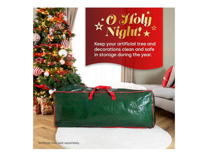 Christmas Village 7ft Christmas Tree Storage Bag - Heavy Duty Christmas Tree Bag with Full Length Double Stitched Zip and Carry Handles (Green, 7ft Xmas Tree Storage Bag)
