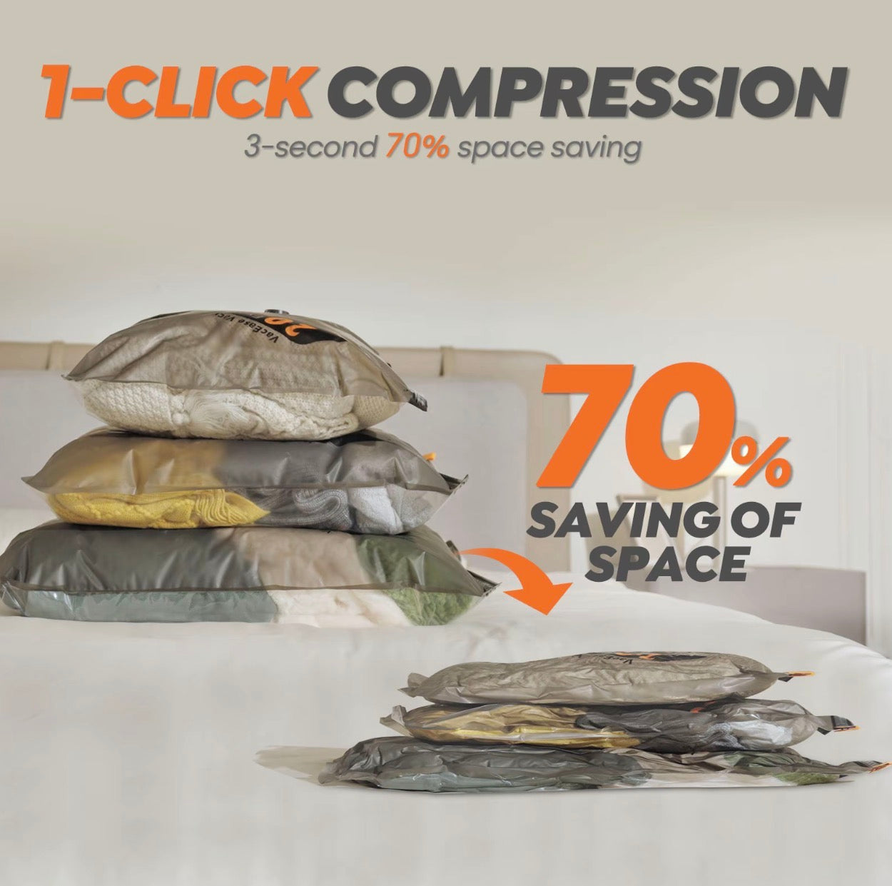 Vacbird Vacuum Compression Storage Bags with Rechargeable Electric Pump