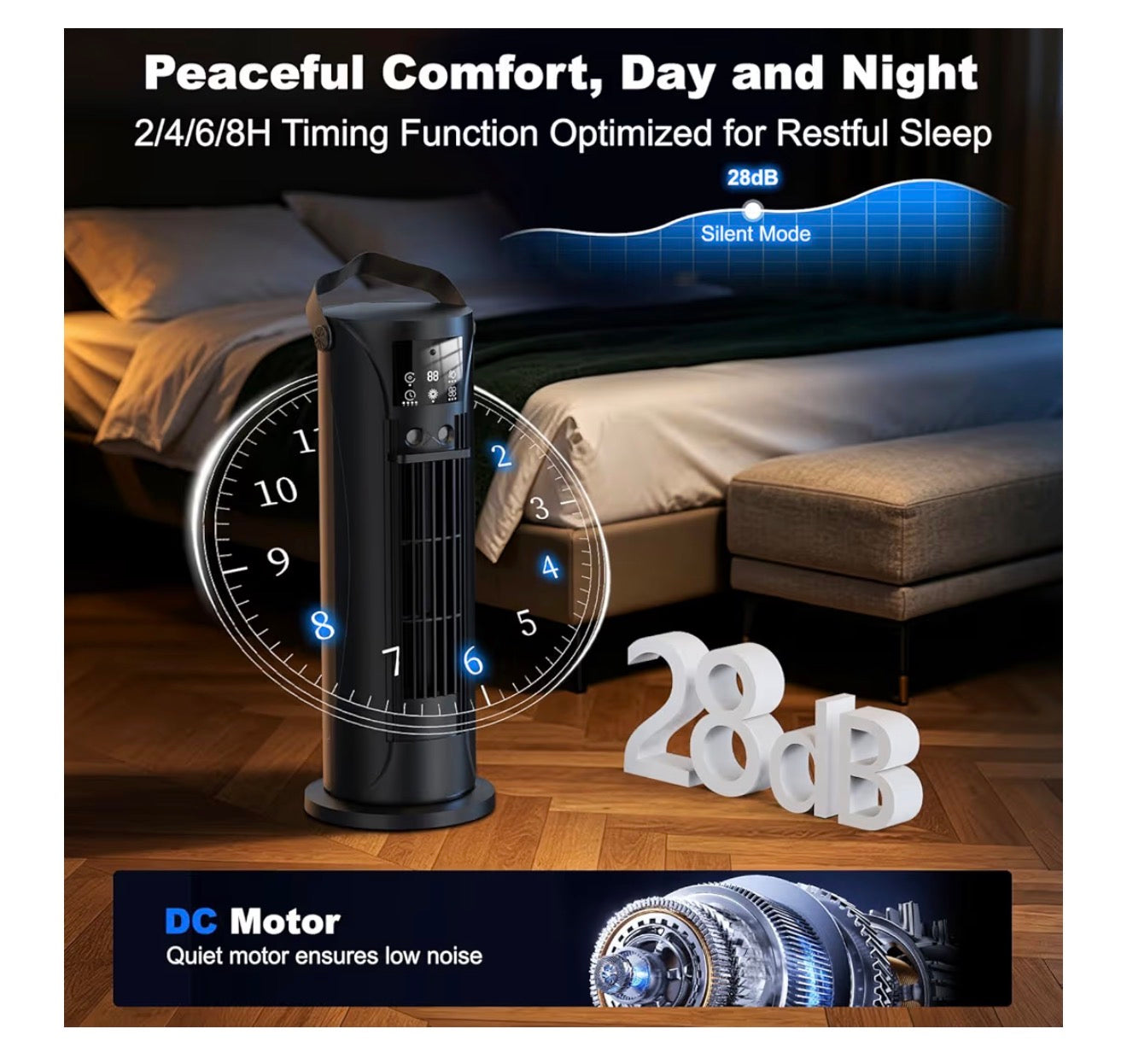 Portable Air Conditioner, 28dB Air Cooler, 26ft/s Velocity Mini Air Conditioning Unit with 2-8H Timer, 120° Oscillation, 1-Touch Turbo Mode Cool Mist, Low Energy Small Air Conditioner for Home(Black)
