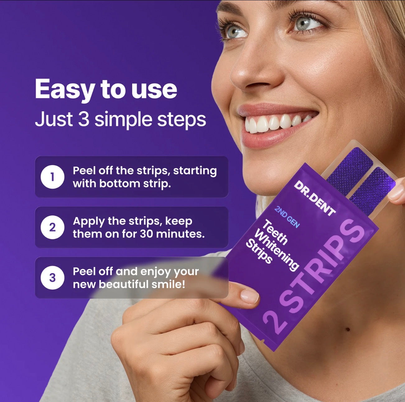 DRDENT Purple Teeth Whitening Strips Peroxide-Free