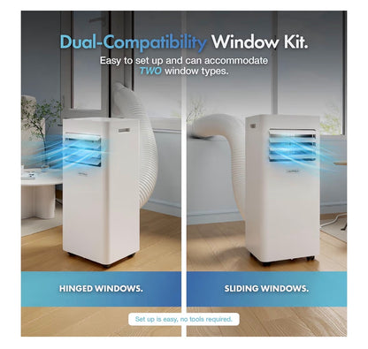VonHaus Air Conditioning Unit 9000 BTU – Portable Air Conditioner, Dehumidifier Mode, Air Con, Window Venting Kit, Remote Control, 4 Modes, 2 Speeds, 24hr Timer, LED Display, x4 Wheels, Carry Handles