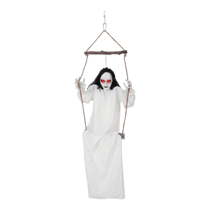 HOMCOM 170cm Animated Hanging Swing Ghost Halloween Decoration
