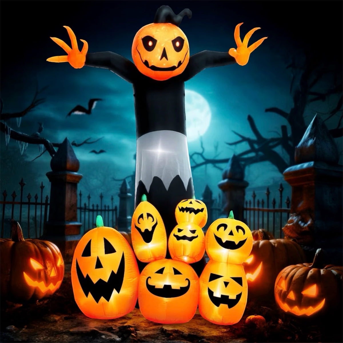 Warmiehomy 8.8FT Halloween Inflatable Giant Pumpkin Ghost