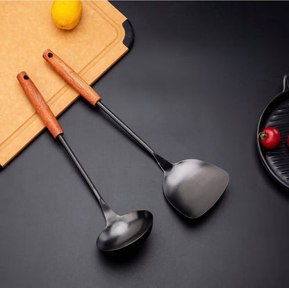 Spatula & Ladle Wok Tool Set, 14.2-15 inches wok utensils, Stainless Steel wok spatula
