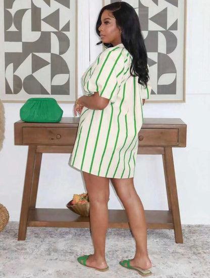 Women’s Striped Short Sleeve Pocket Casual Summer Dress