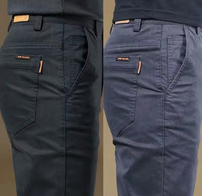 Summer Thin Cotton Men's Casual Pants Trendy Versatile Elastic Light Business Trousers Work Formal Slim Straight Pants