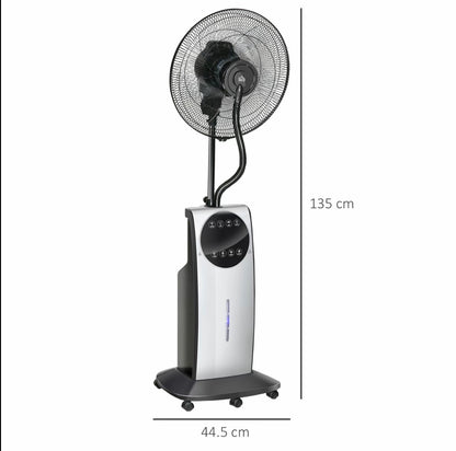 HOMCOM Pedestal Fan with Water Mist Spray 3.1L Tank