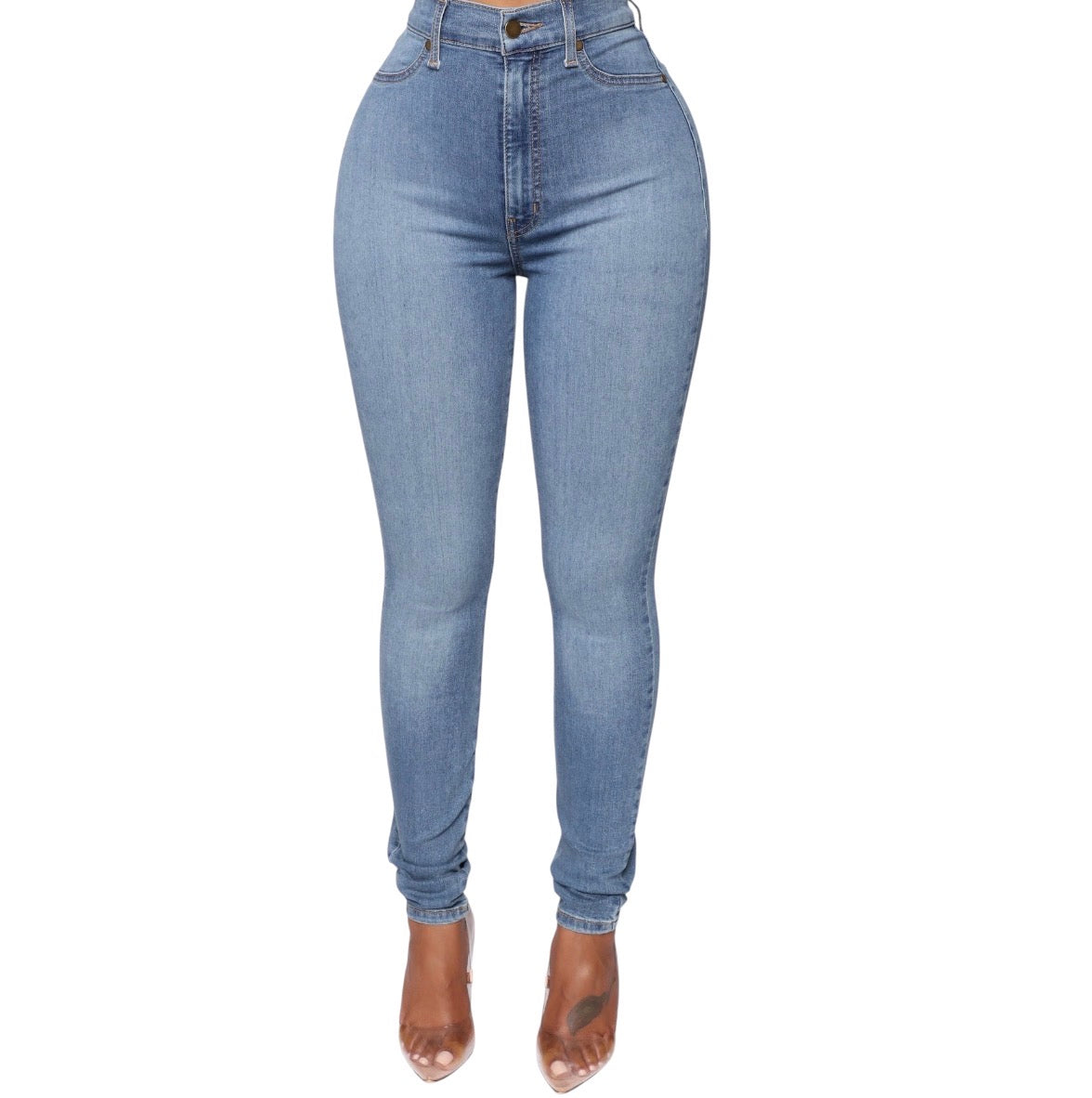 Flex Game Strong Super High Rise Skinny Jeans Light Wash