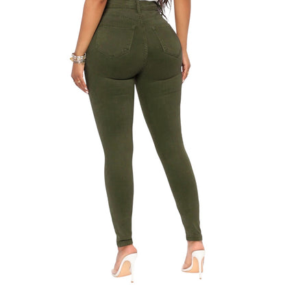 Classic High Waist Skinny Jeans Olive