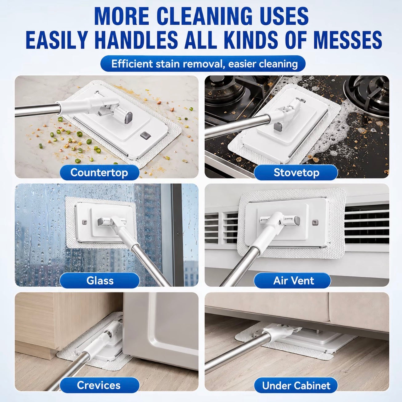 SOPAMI Extendable Telescopic Flat Clip Mop 360° Swivel
