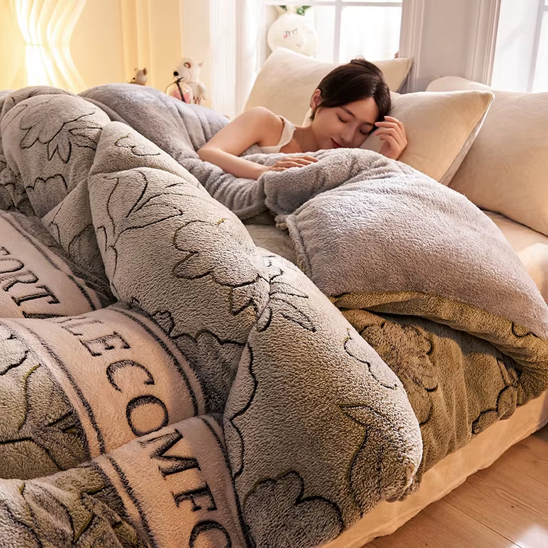 Lamb Fleece Blanket Winter Super Warm Quilt Autumn Spring Bedding Milk Fleece Comforter 5Kg Thickened Dormitory Single Double