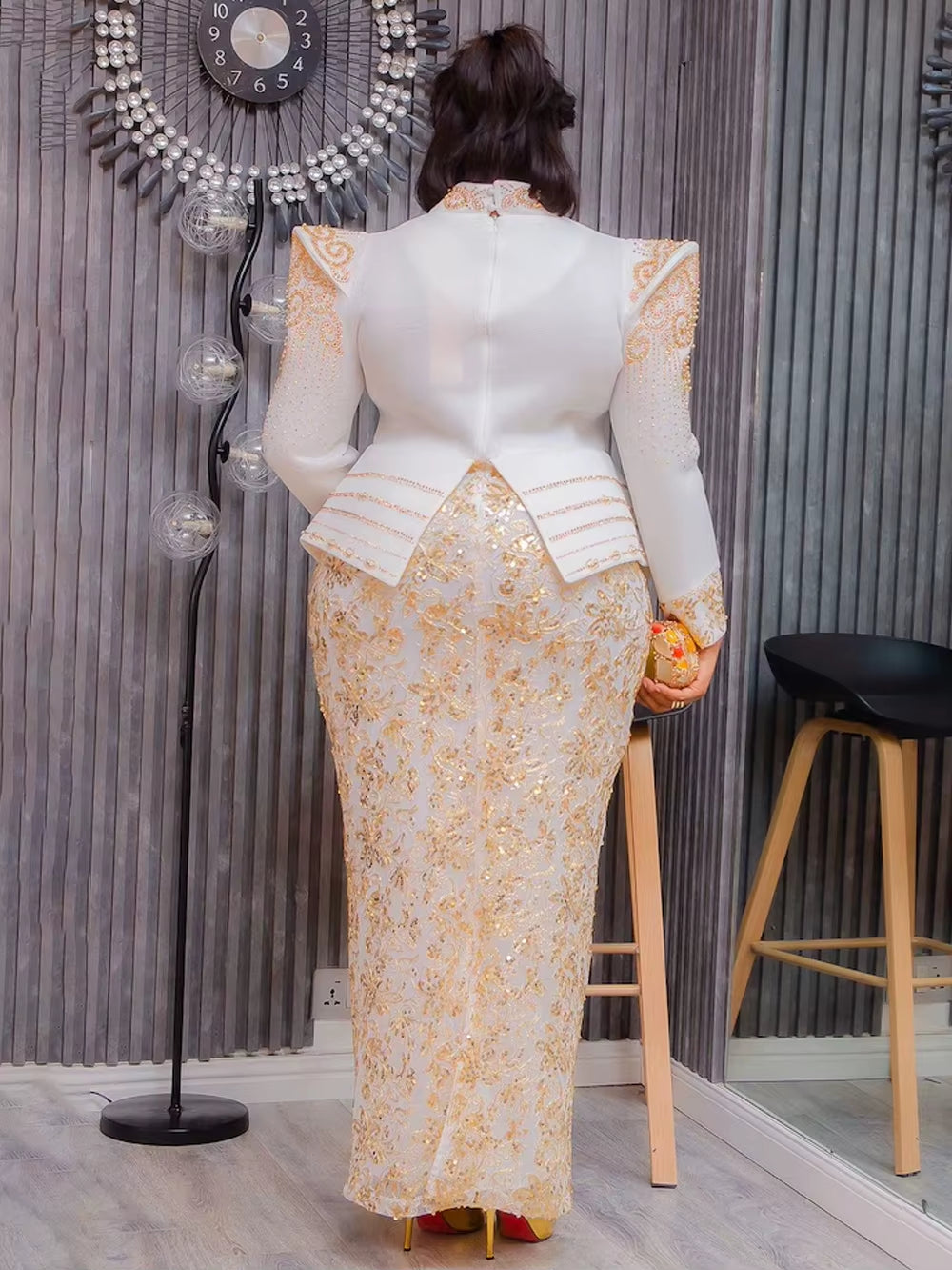 Luxury African Dresses for Women Elegant Long Sleeve Maxi Robe Ankara Dashiki Outfits Wedding Party Evening plus Size Dress Gown