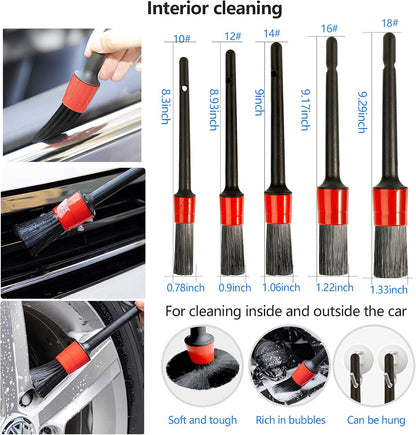 16-Piece Car Detailing Brush Set for Comprehensive Auto Cleaning and Maintenance