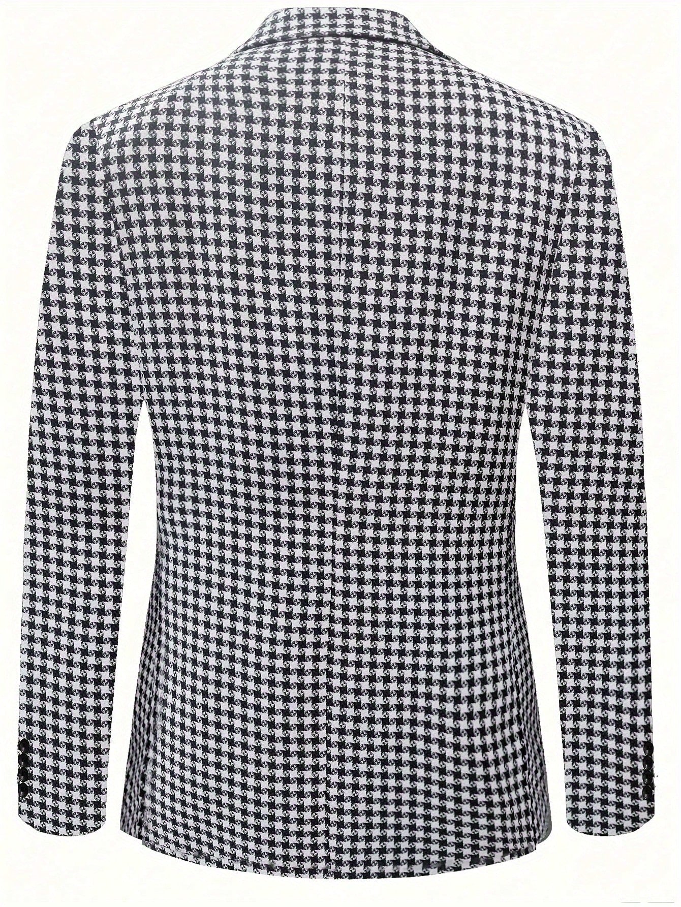 I Finelong Fashionable Casual Houndstooth Patterned Suit Jacket for Men, Suitable for Commuting and Going Out