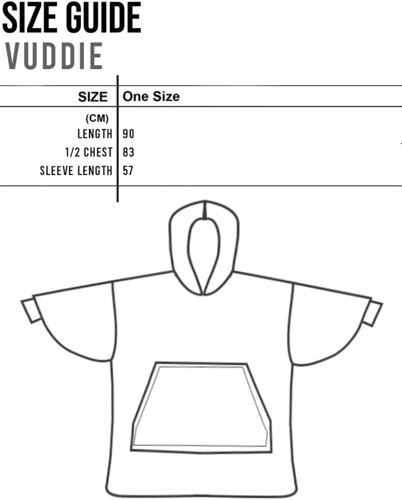 Vuddie Oversized Blanket Hoodie for Men and Women, Icons and Logo, Fluffy Fleece Pullover, One Size Sweatshirt with Large Pocket