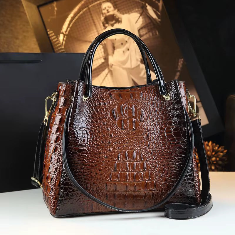 2025 Women Handbags New Tote Bag Fashion Crocodile Print Bucket Bag Retro Shoulder Messenger Bags Trend