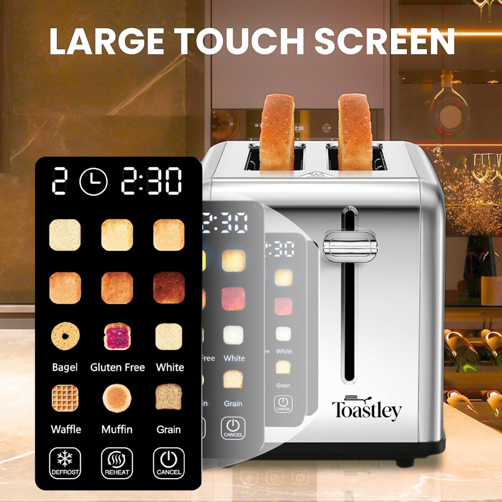 Toastley Smart Toaster 2 Slice with Screen Touch Control