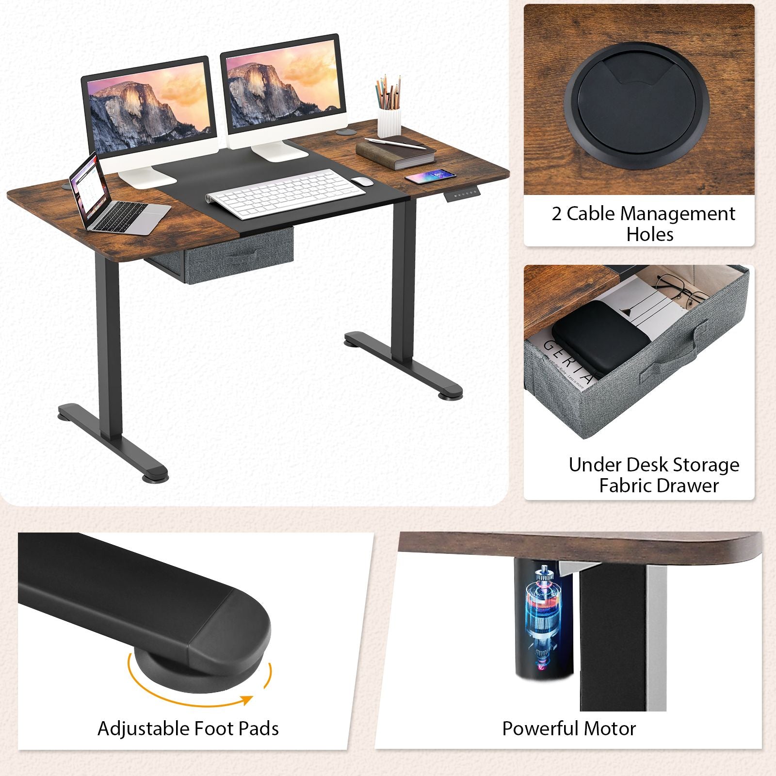 Electric Height-Adjustable Standing Desk with Integrated USB Charging: Enhance Your Workspace Comfort and Productivity