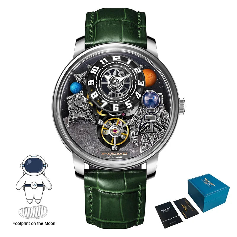 INDU Watch Men New Sace Series Unique Design Three-Dimensional Dial Arabic Numerals Luminous Sahire Mechanical Watch W2101B