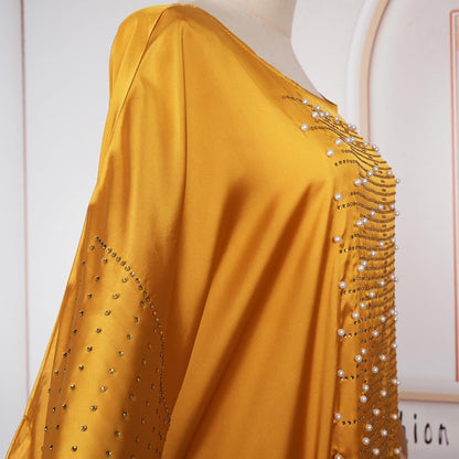 African Dresses for Women Fashion Beading Rhinestone Kaftan Maxi Dress