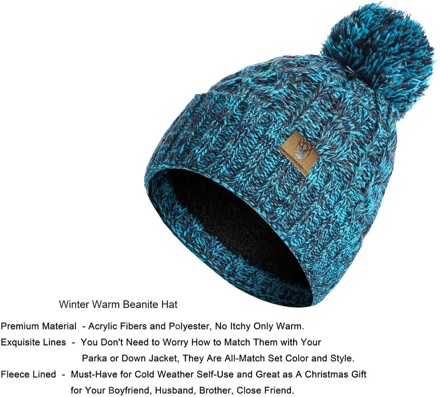 Hat Scarf Gloves Set Women'S Beanie Hat Long Scarf and Thermal Touch Screen Gloves Set 3 PCS Soft Warm Winter Knitted Pom Cap Set for Ladie