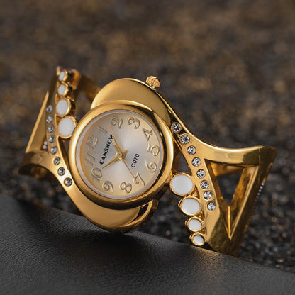 Luxury Quartz Crystal Women's Bracelet Watch with Rhinestone Accents