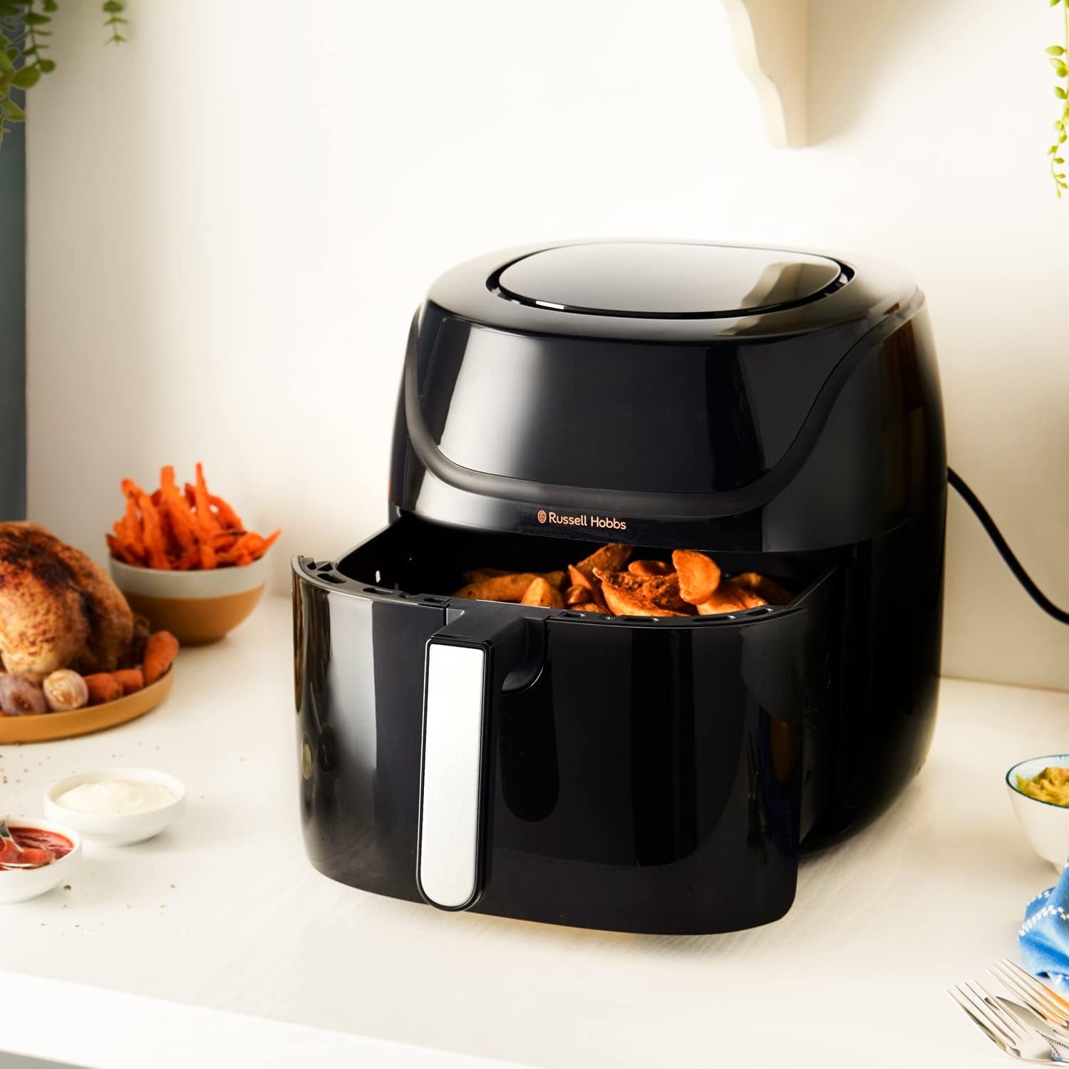 XXL Family Rapid Digital Air Fryer 8L [Compact Housing |7 Cooking Functions |10 Programmes] Energy Saving, Max 220°C, Use without Oil, Grill, Bake, Roast, Reheat, Frozen Etc. 27170