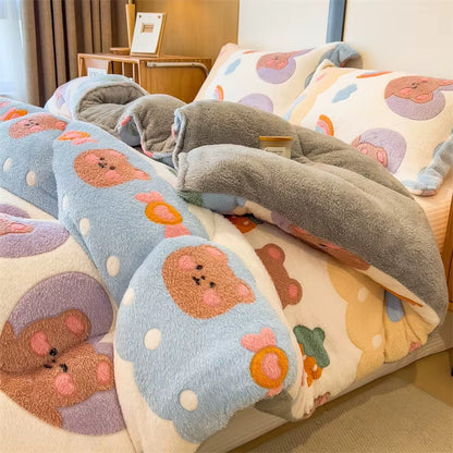 Lamb Fleece Blanket Winter Super Warm Quilt Autumn Spring Bedding Milk Fleece Comforter 5Kg Thickened Dormitory Single Double