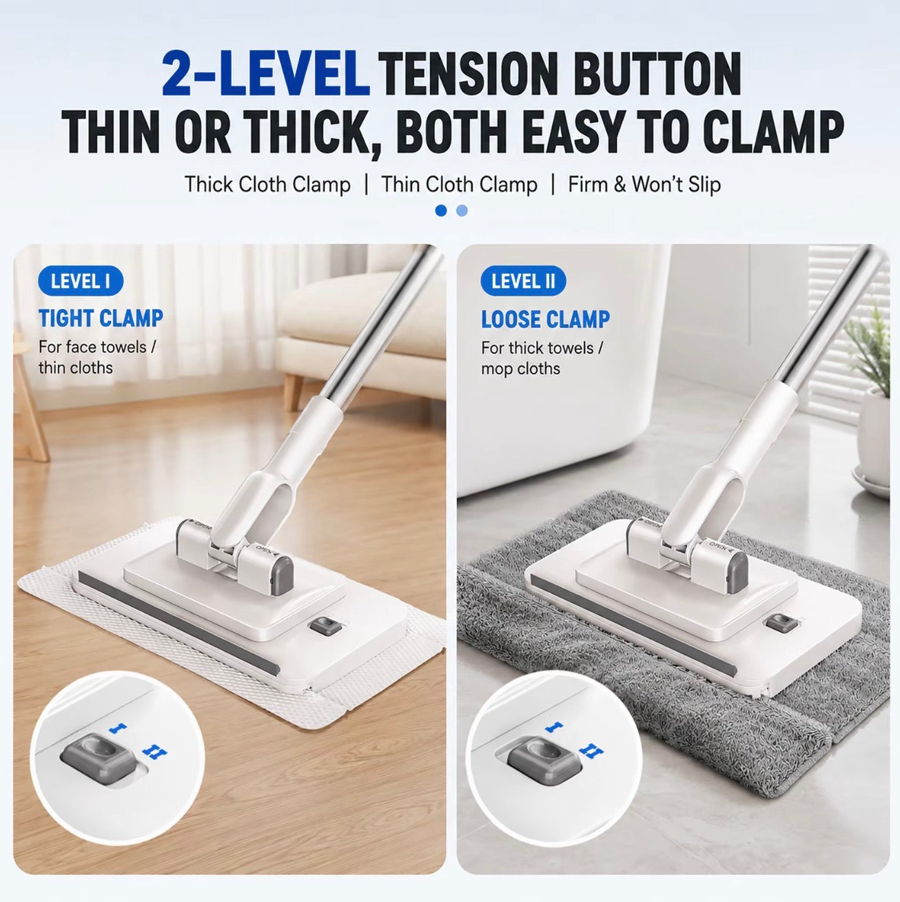 SOPAMI Extendable Telescopic Flat Clip Mop 360° Swivel