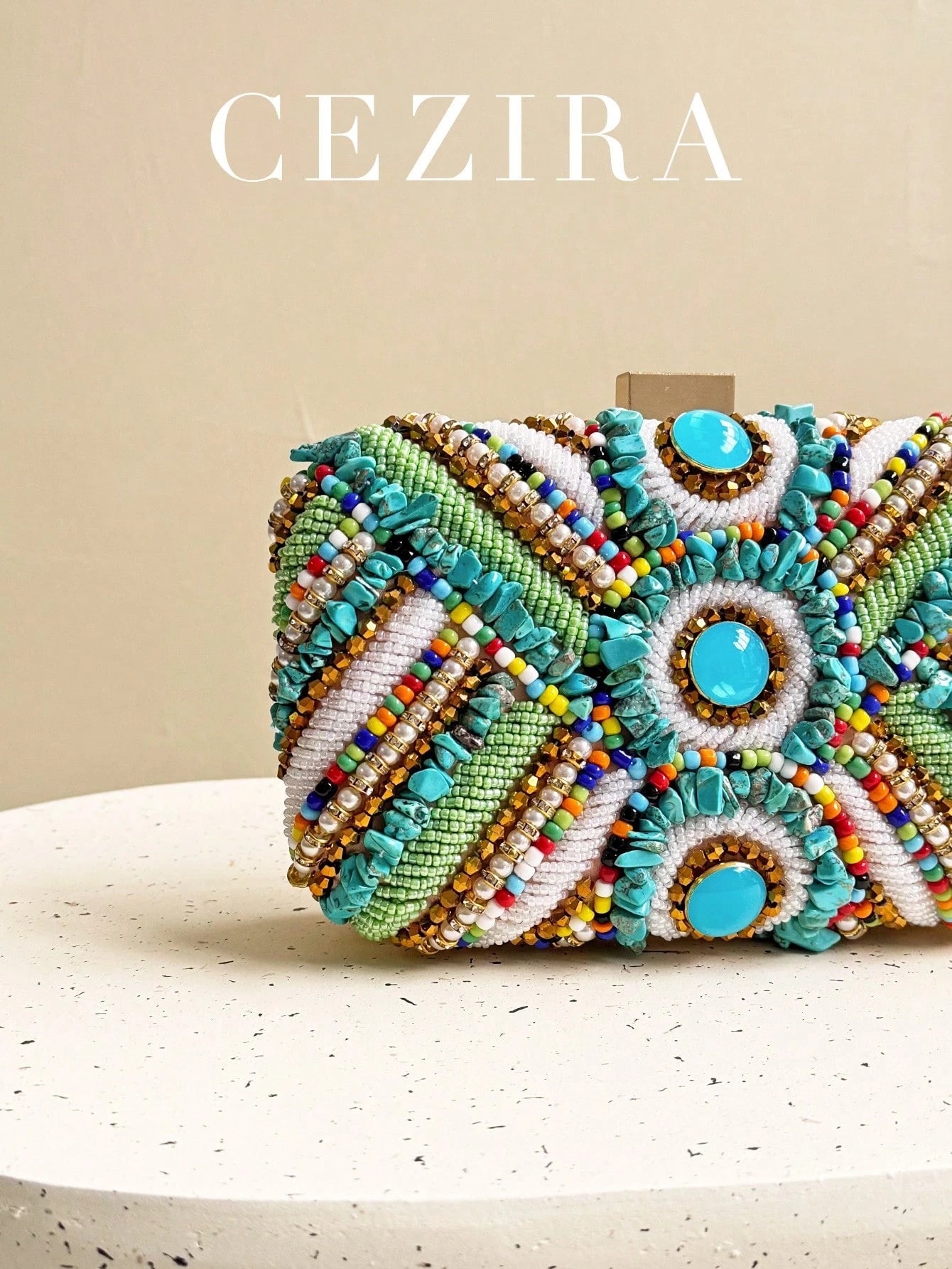CEZIRA Women'S Glamorous Luxury Colorful Beads Faux Pearls Clutch Metal Frame Case Evening Bag Long Chain Purse Pouch Fashionable Elegant for Party Wedding Dinner Banquet Gift Vacation Holiday, Elegant Faux Pearl Bag, Prom Bag for Party