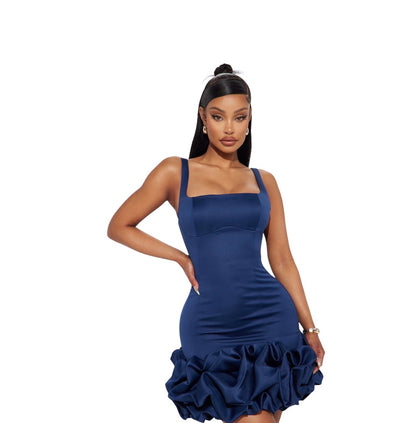Sienna Satin Mini Dress Navy
