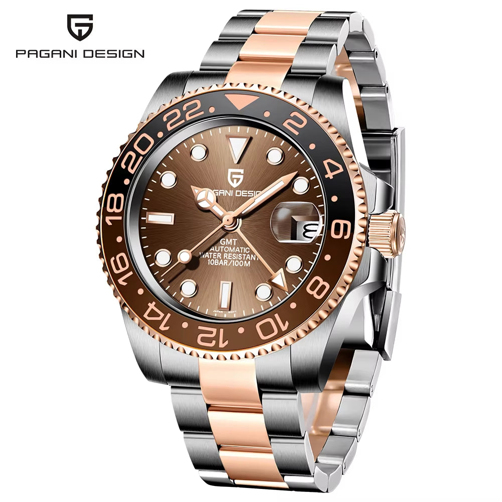 Top Brand Men Mechanical Wristwatches Luxurys Ceramic Bezel GMT Watches Automatic 100M Waterproof Watch for Men