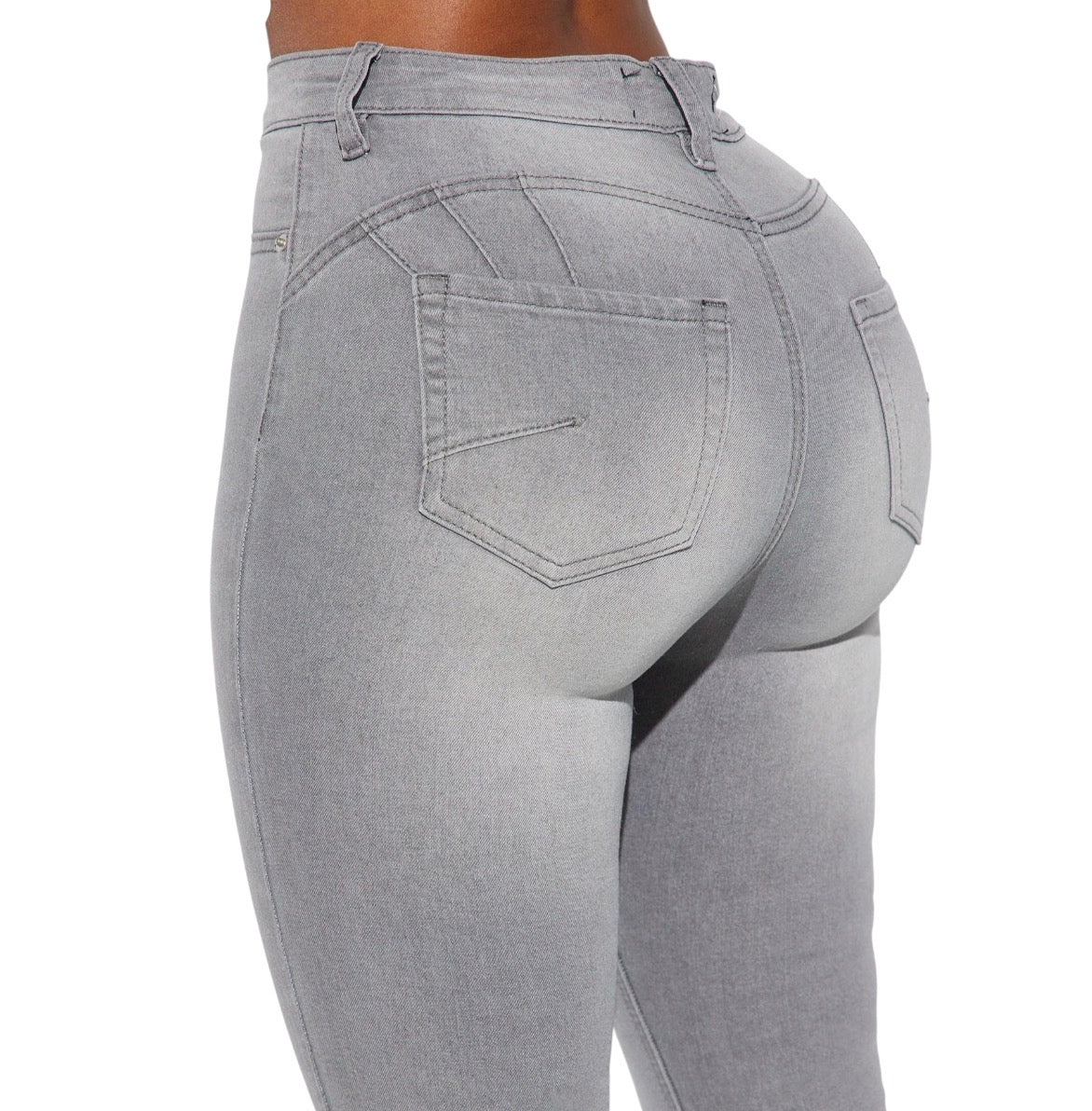 Audrey Booty Lifting Stretch Flare Jeans Grey