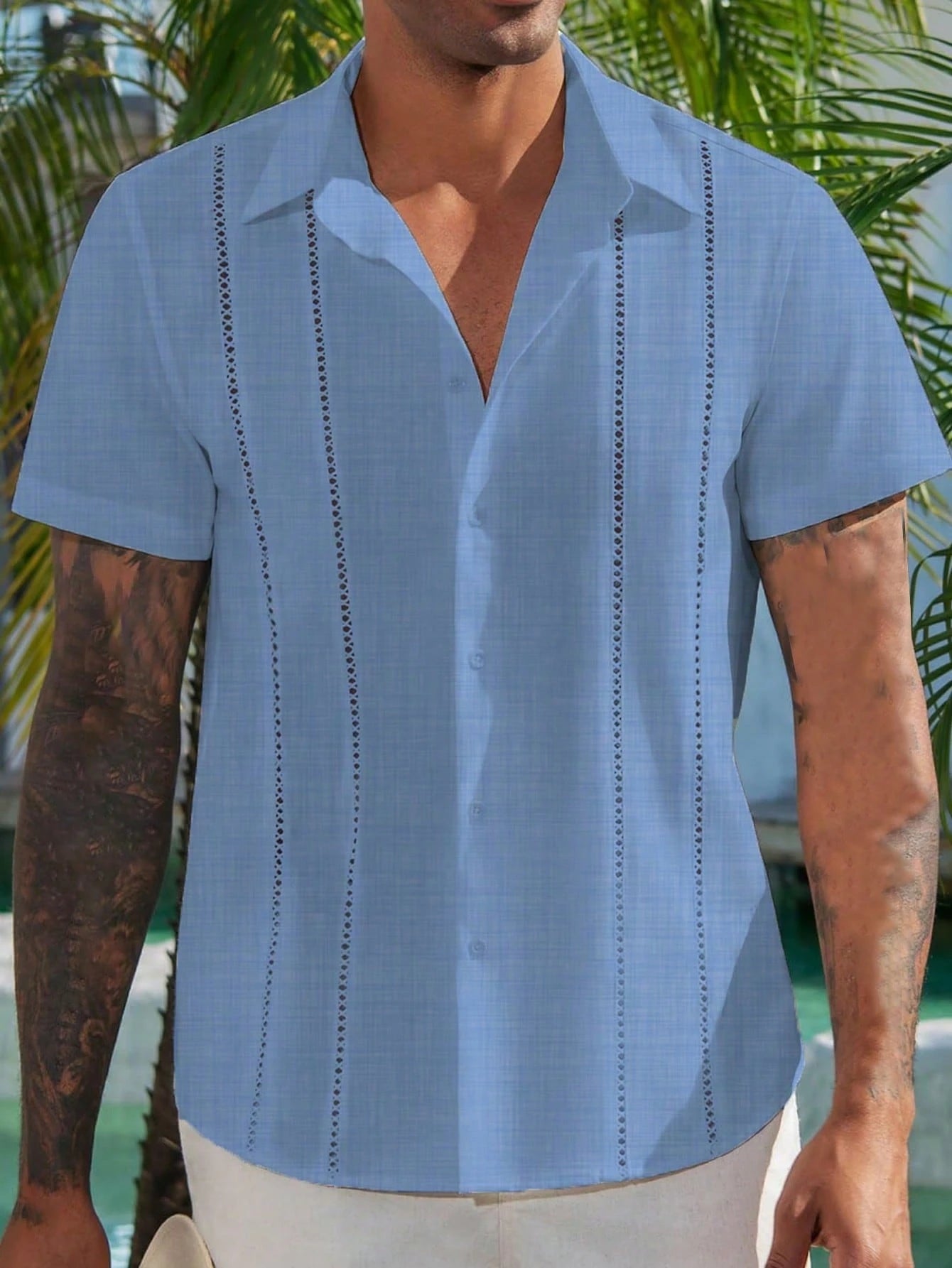 Men'S Plain Casual Short Sleeve Shirt for Daily Commuting, Summer