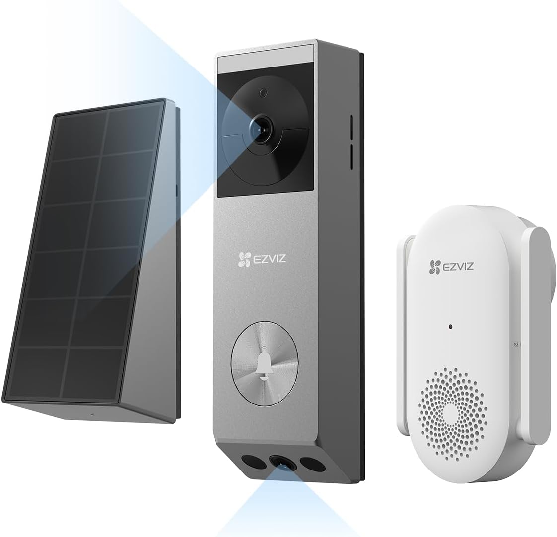 2K Dual-Lens Video Doorbell Camera with Chime, Solar Panel Included, Human Package Detection, 32GB Local Storage No Monthly Fee, Wired or Battery, Colour Night Vision, EP3X Pro Chime Kit