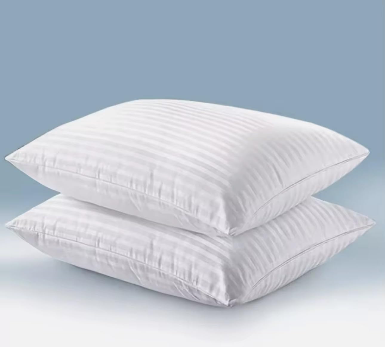 Hotel Qaulity Pack of 4 Egyptian Stripe Luxury Soft Pillows Hollowfibre Filled