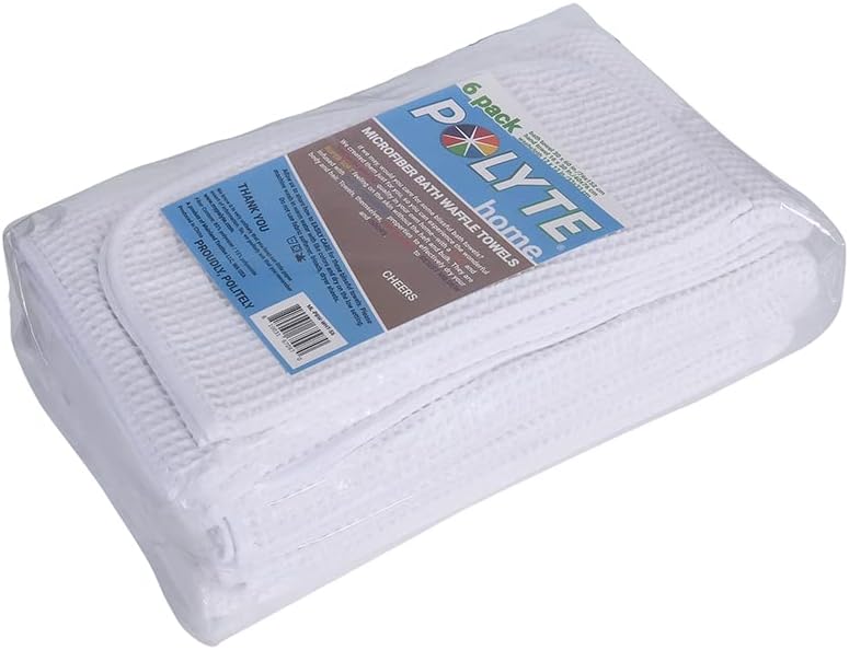 Microfibre Oversize, 76 X 152 Cm, Quick Dry Lint Free Bath Towel Set, 6 Piece (White, Waffle Weave)