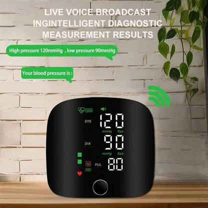Automatic Wrist Blood Pressure Monitors with LCD Screen, Rechargeable Tonometer Wrist Cuff Digital Irregular Pulse Heart Rate Tensiometer, Automatically Broadcasts Values