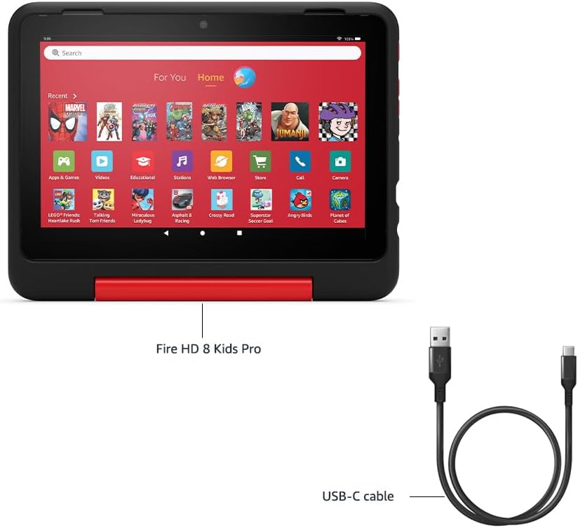 Fire HD 8 Kids Pro Tablet (Newest Gen), Ages 6–12 | 3 GB Memory, Includes Ads-Free Books, Games and Videos That Children Love, 8" HD Screen, Parental Controls, 13-Hr Battery, 32 GB