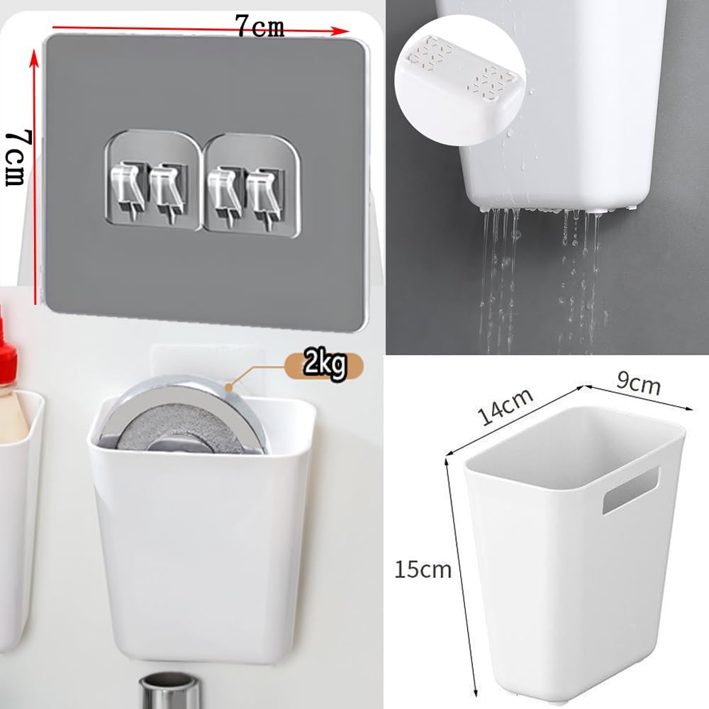 4 Piece Kitchen Cabinet Door Storage Box,Self Adhesive Wall Mounted Storage Box,Wardrobe/Bathroom/Refrigerator Small Items Organizer