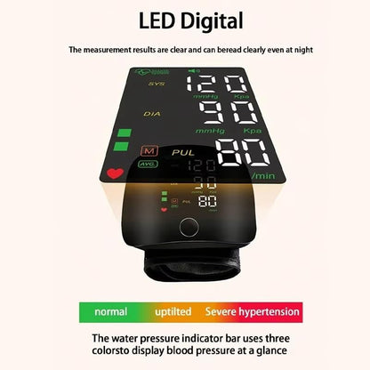 Automatic Wrist Blood Pressure Monitors with LCD Screen, Rechargeable Tonometer Wrist Cuff Digital Irregular Pulse Heart Rate Tensiometer, Automatically Broadcasts Values