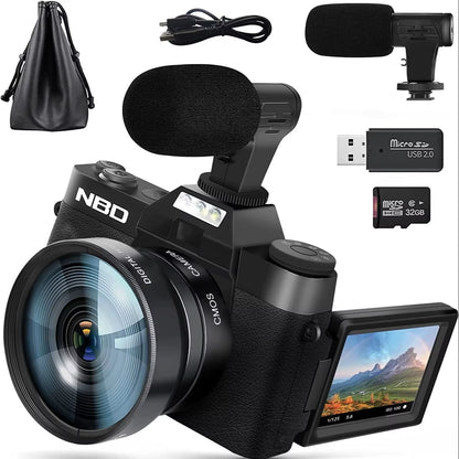 4K Digital Video Camera with 48MP Photography, Compact Vlogging Camcorder with Flip Screen and Autofocus