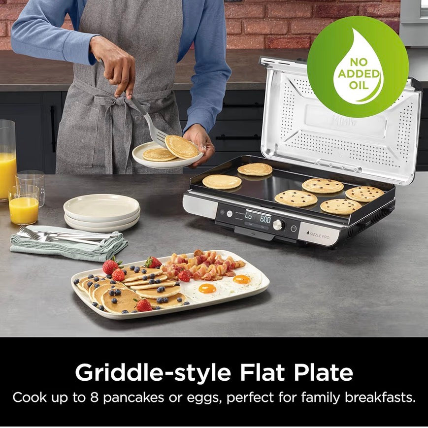 Ninja Sizzle Pro XL Indoor Grill & Flat Plate GX101UK Silver Black