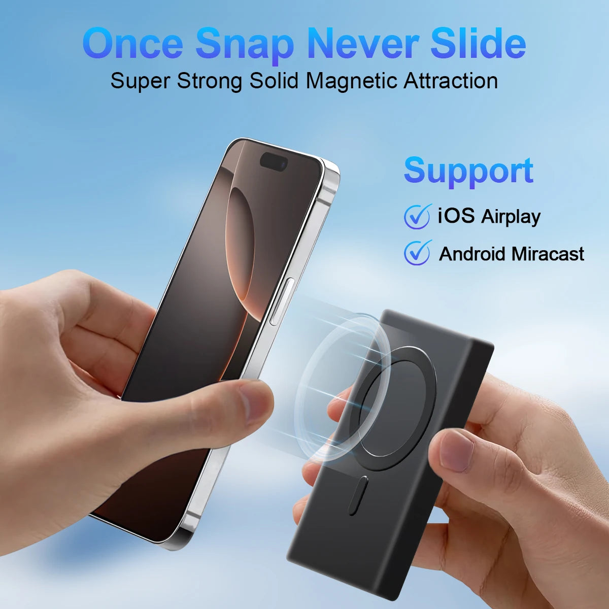 Wireless Selfie Monitor Screen，Magnetic Phone Vlog Selfie Monitor Screen 4K, Compatible with Iphone & Android