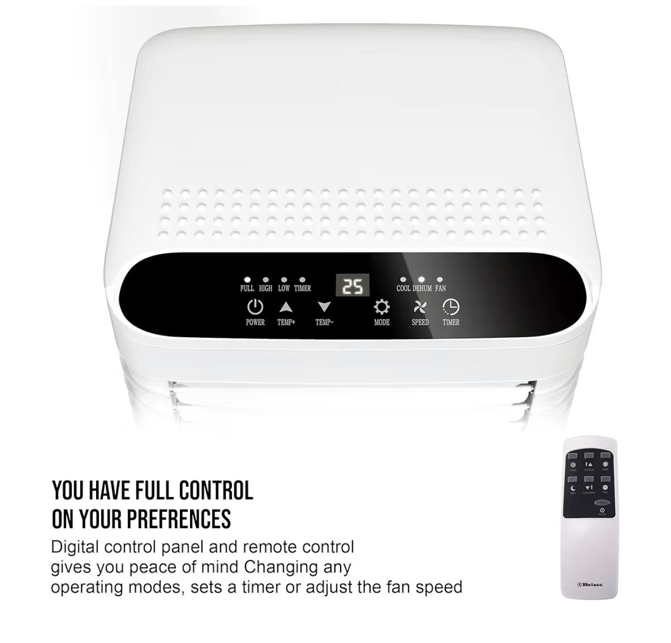 9000 BTU Portable Air Conditioner 4 in 1 with Dehumidifier, Fan, Sleep Mode and Remote Control