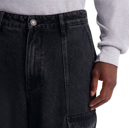 Clean Pocket Baggy Cargo Jeans Black Wash
