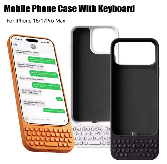 MetaKey Mobile Phone Case With Keyboard PU TPU with Magnetic Support 37 Keys Mini Phone Keyboard For iPhone 16Pro Max 17 Pro Max