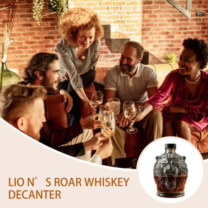 Lion Wine Glass Decanter Liquor Dispenser Decanter Bottle Whiskey Animal Profile Wine Container for Men Father Husband Gifts