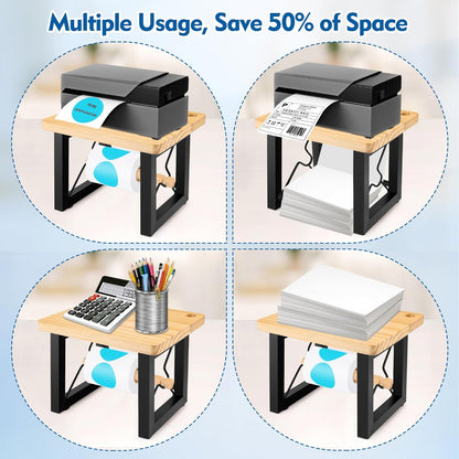 Label Holder for Rolls and Fan-Fold Labels, Wooden Desktop Printer Label Organiser for Thermal Printer, Space-Saving Design for Home, Office & Small Business