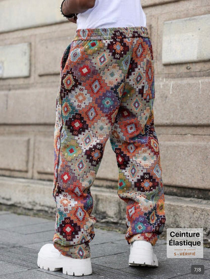 Manfinity Roghcode Men’s Retro Floral Wide Leg Pants